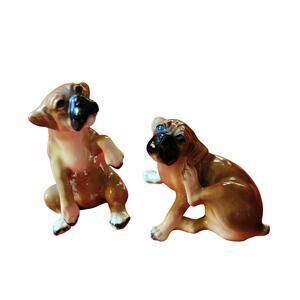 Vintage Royal Design Marten's Studio Porcelian Boxer Boxers Figurine Set 2
